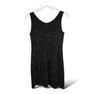 Vintage Vibe Bieff Basix Black Beaded Silk‎ Mini Tank Dress Sm